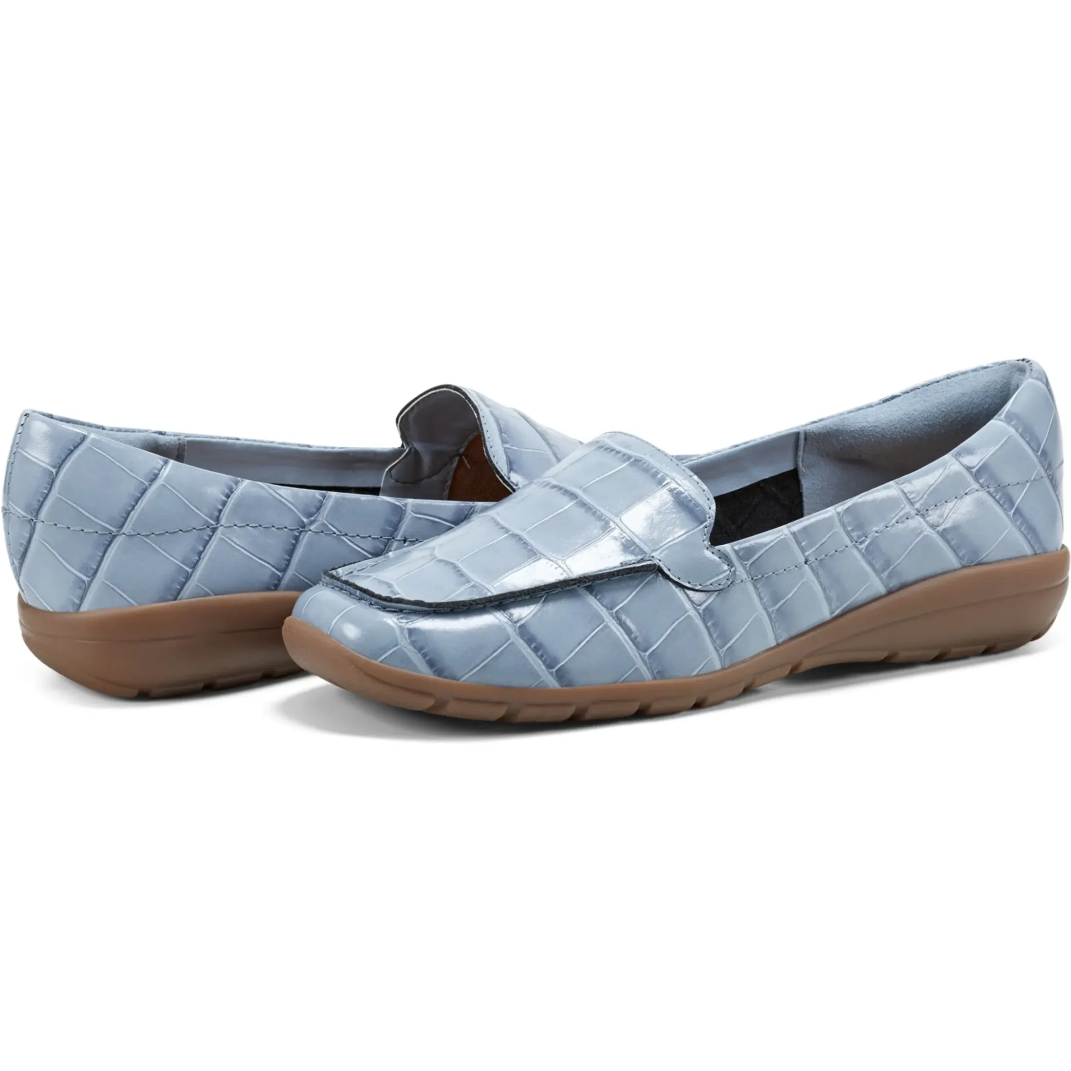 eFlex|eFlex>Easy Spirit Abide Casual Flats Light Blue Croco