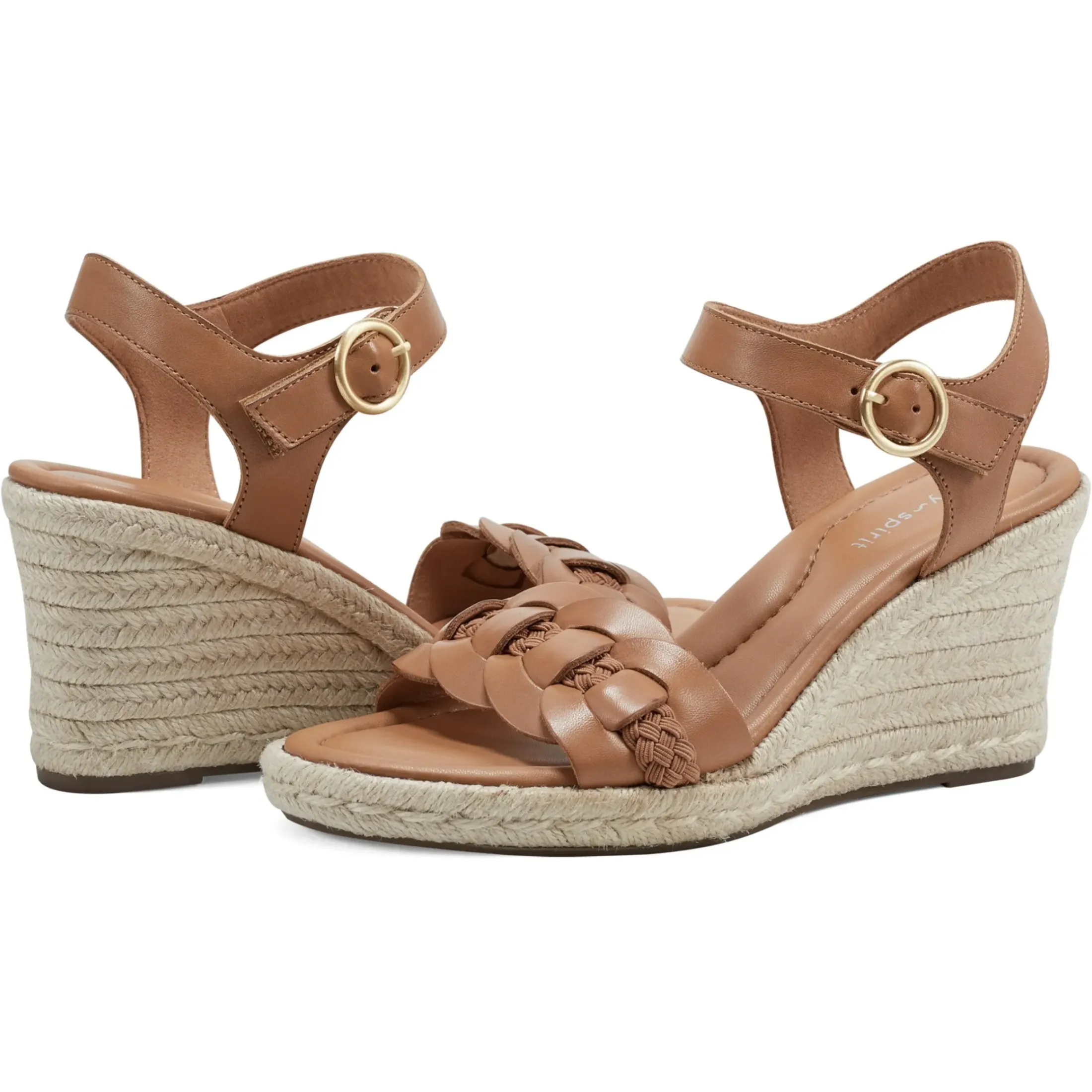 Dress|Sandals>Easy Spirit Aisha Espadrille Wedge Sandals Almond Brown