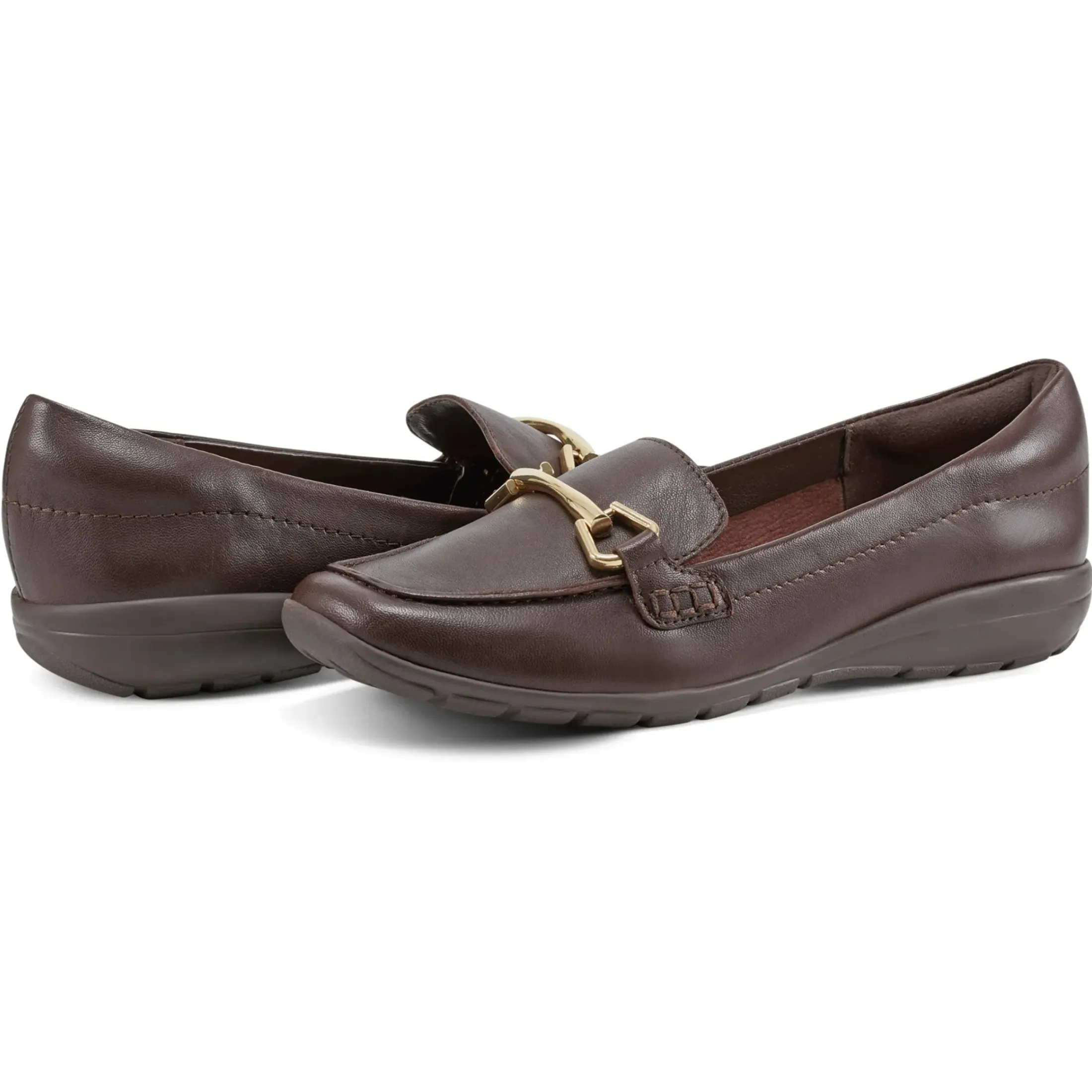 eFlex|eFlex>Easy Spirit Amalie Casual Loafers Dark Brown Leather