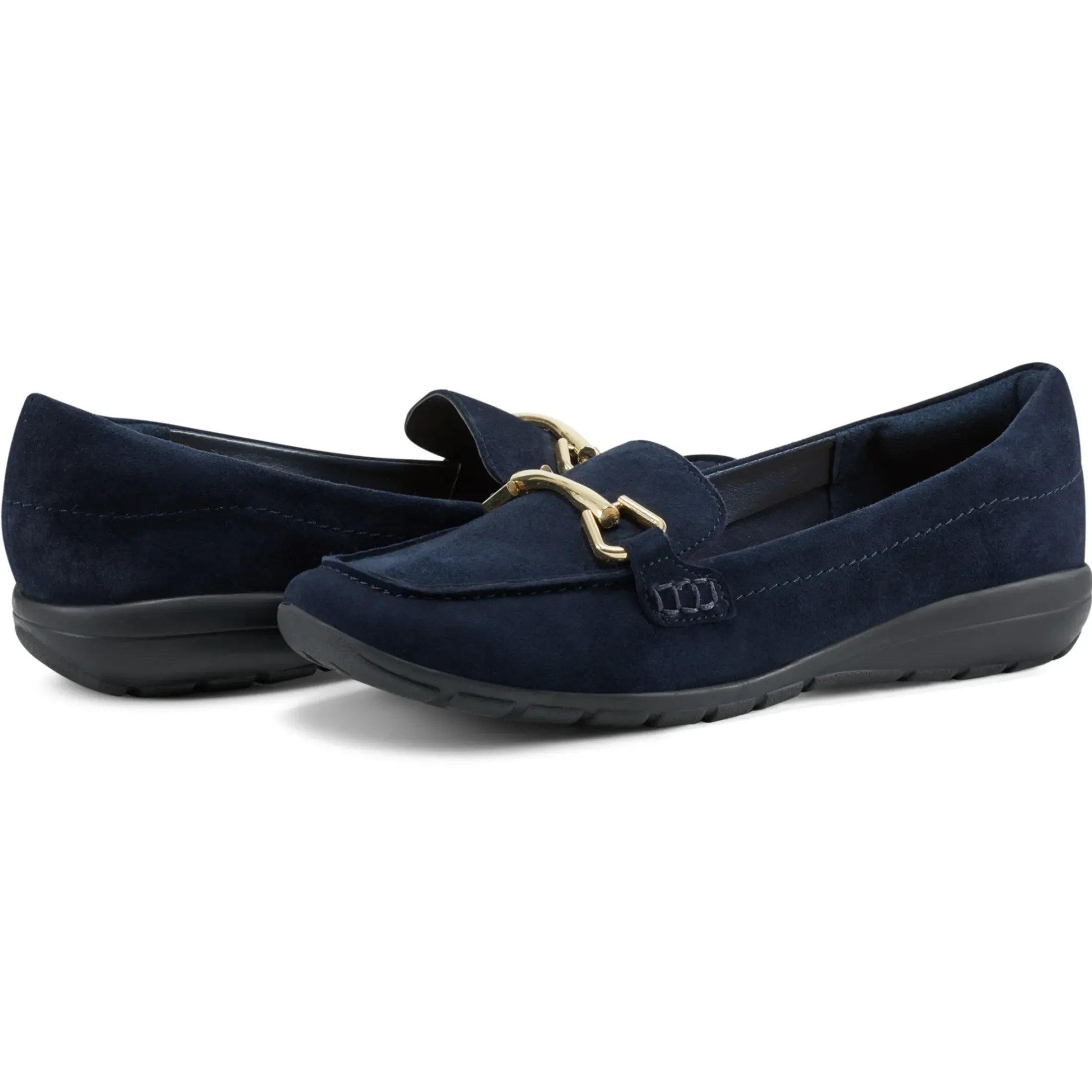 eFlex|eFlex>Easy Spirit Amalie Casual Loafers Dark Blue Suede