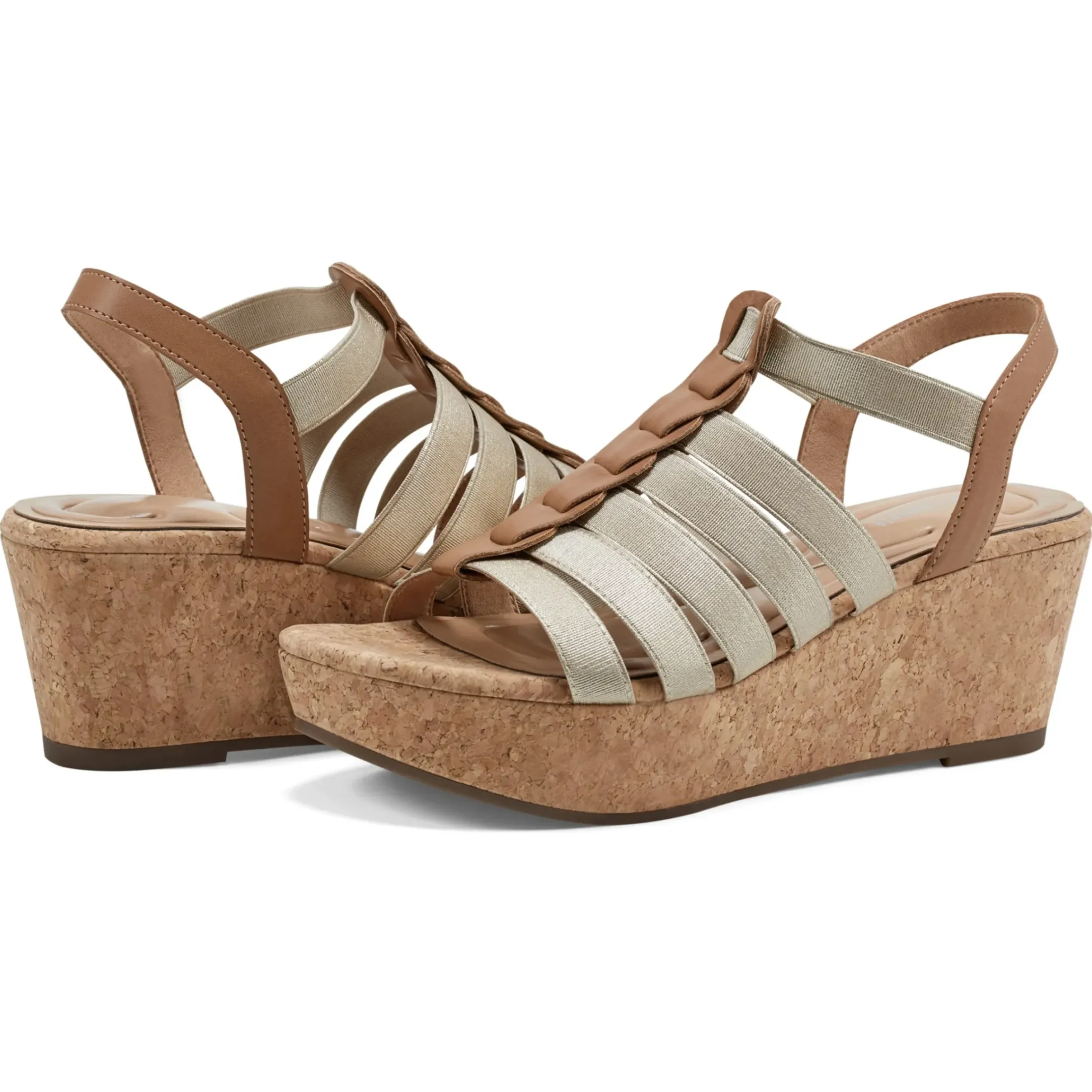 Dress|Sandals>Easy Spirit Avinna Platform Wedge Sandals Gold/Natural