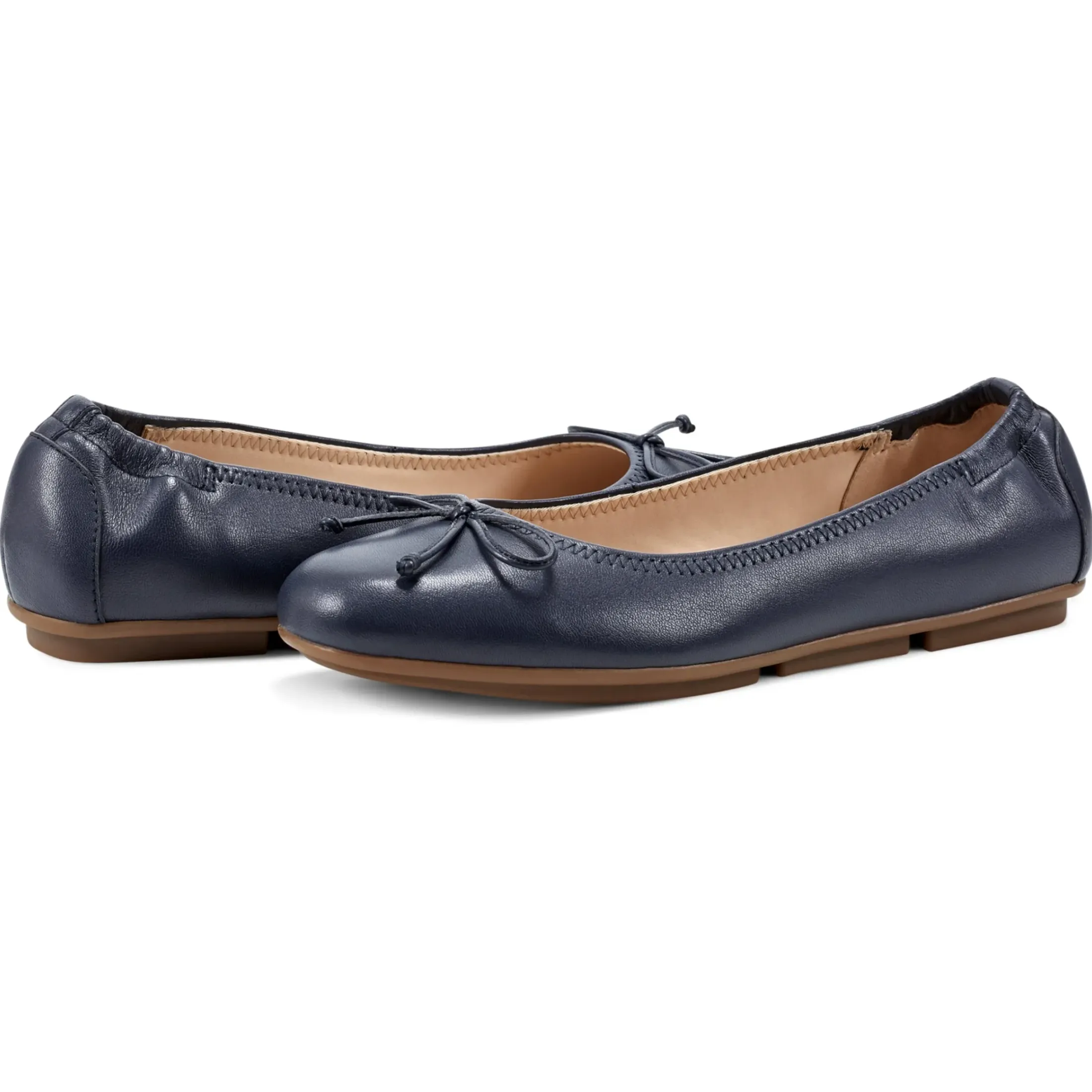 eFlex|eFlex>Easy Spirit Baily Ballet Flats Navy Leather