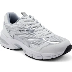 Sneakers|Sneakers>Easy Spirit Barbeau Lace-Up Walking Shoes White/Blue