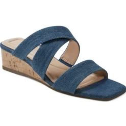 Dress|Sandals>Easy Spirit Becky Wedge Sandals Blue Denim