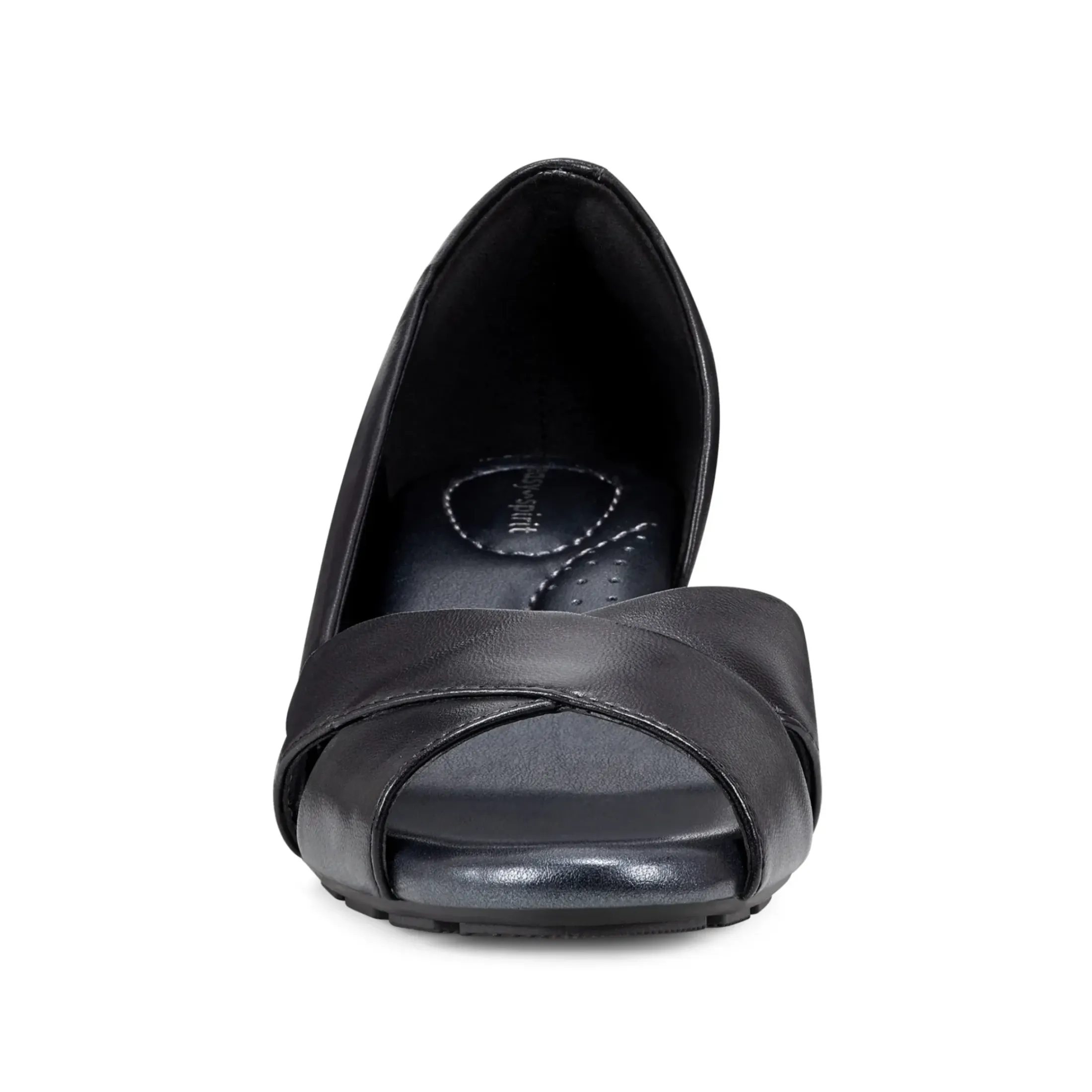 eFlex|eFlex>Easy Spirit Bernie Dress Wedges Black Leather