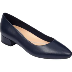 Low Heels|eFlex>Easy Spirit Caldise Leather Low Heel Dress Shoes Navy Leather