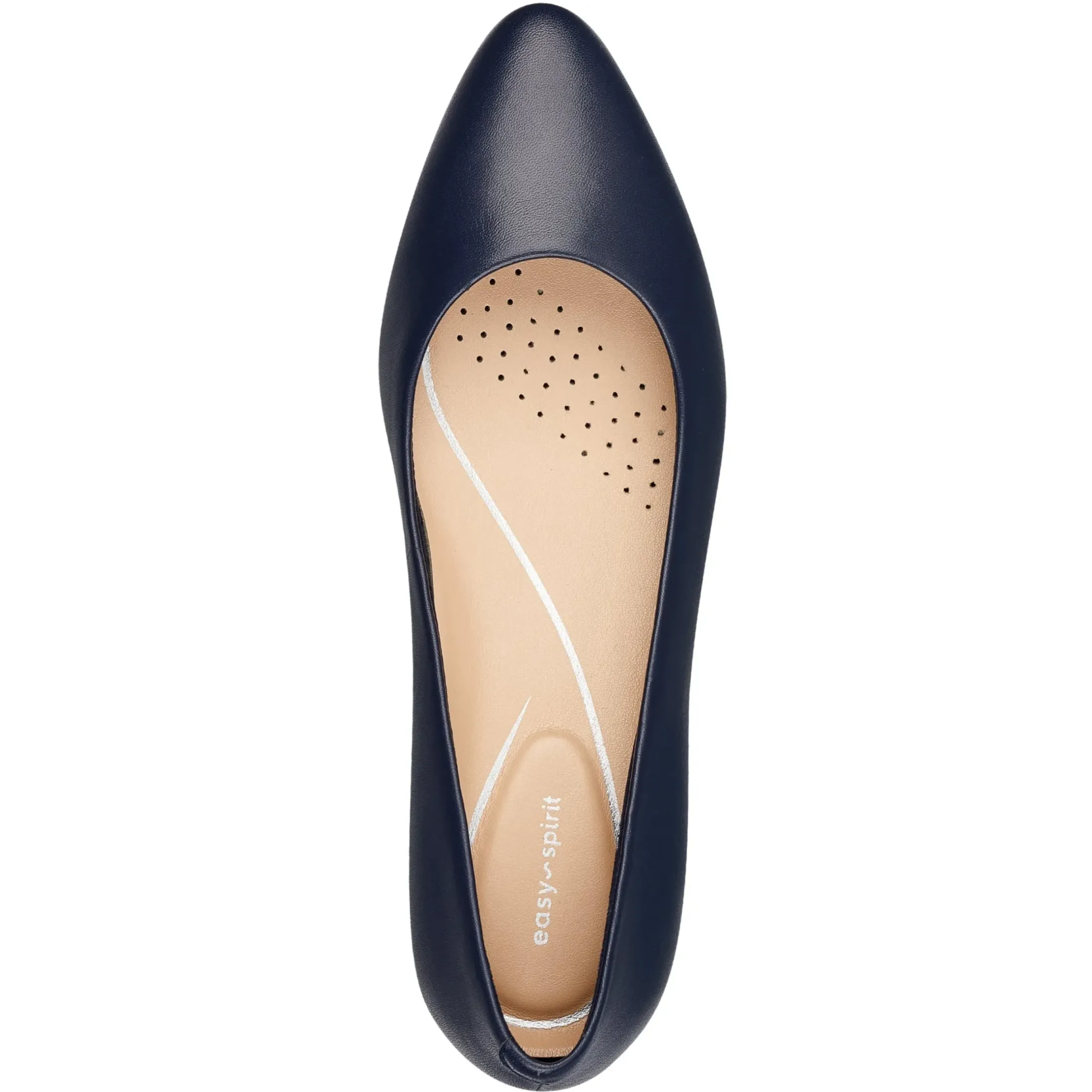Low Heels|eFlex>Easy Spirit Caldise Leather Low Heel Dress Shoes Navy Leather