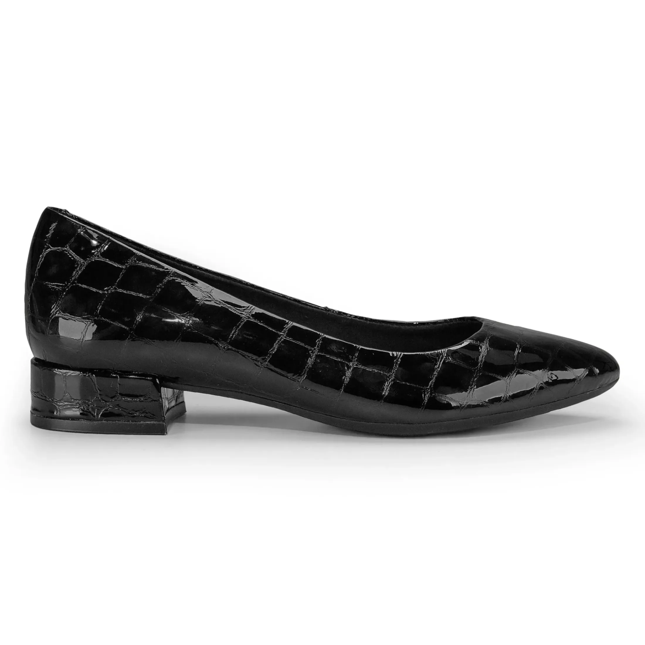 Caldise Low Heels|Low Heels>Easy Spirit Caldise Low Heel Dress Shoes Black Croco Patent