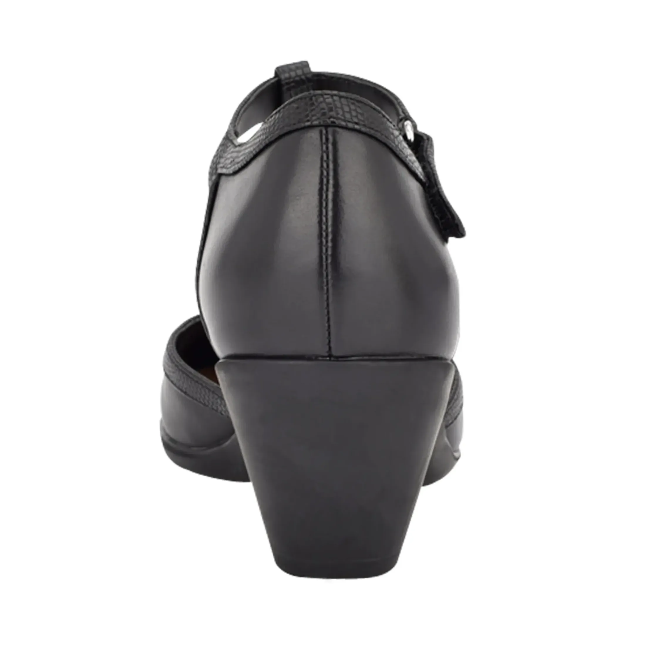 Mid Heels|Pumps>Easy Spirit Cara T-Strap Heels Black Leather
