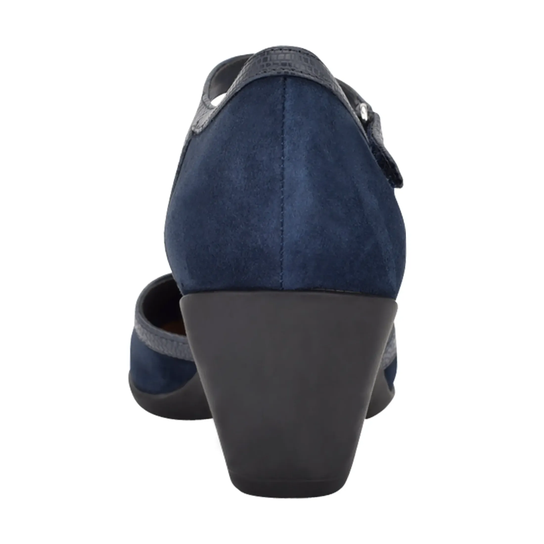 Mid Heels|Pumps>Easy Spirit Cara T-Strap Heels Navy Suede