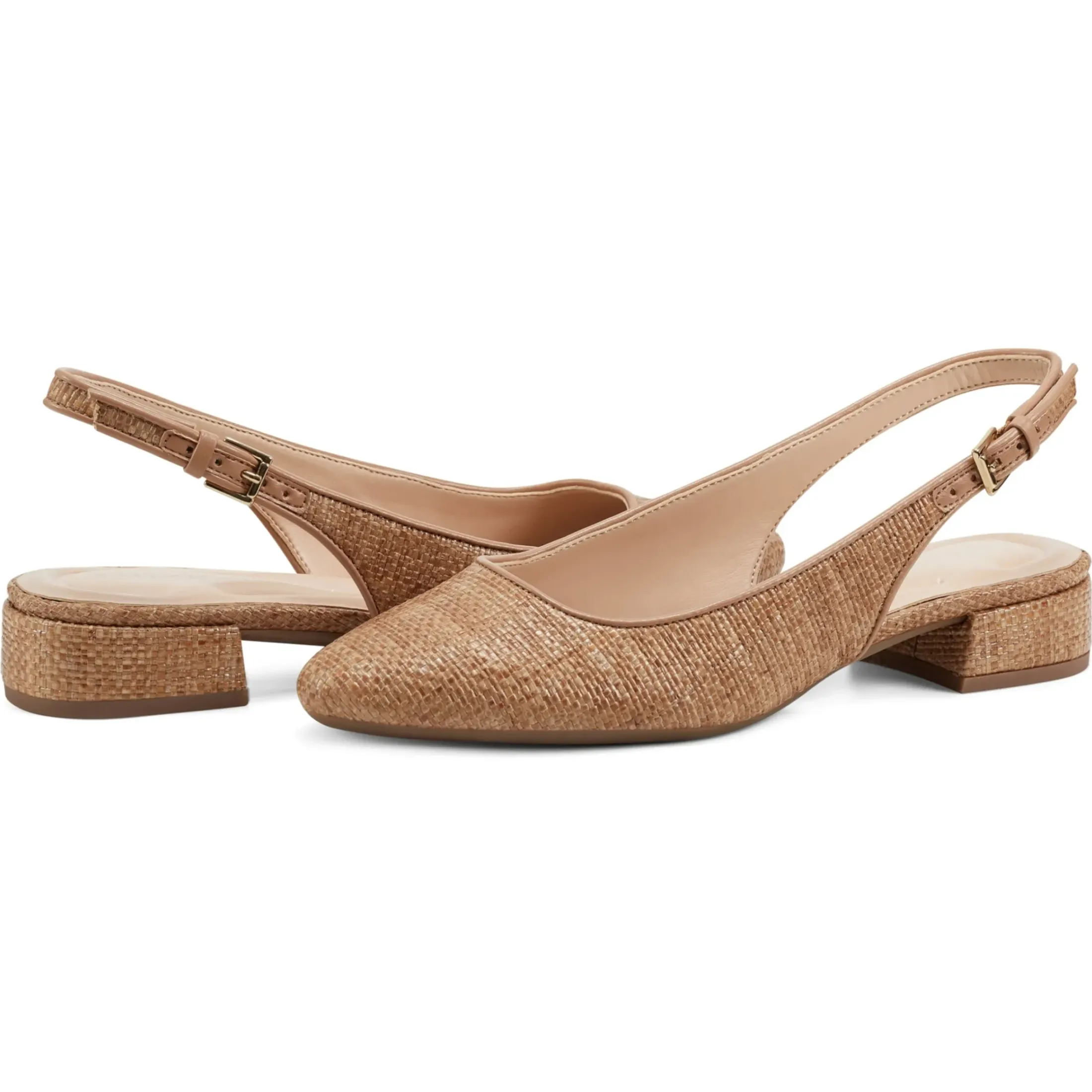 Low Heels|eFlex>Easy Spirit Cassius Slingback Pumps Brown Raffia