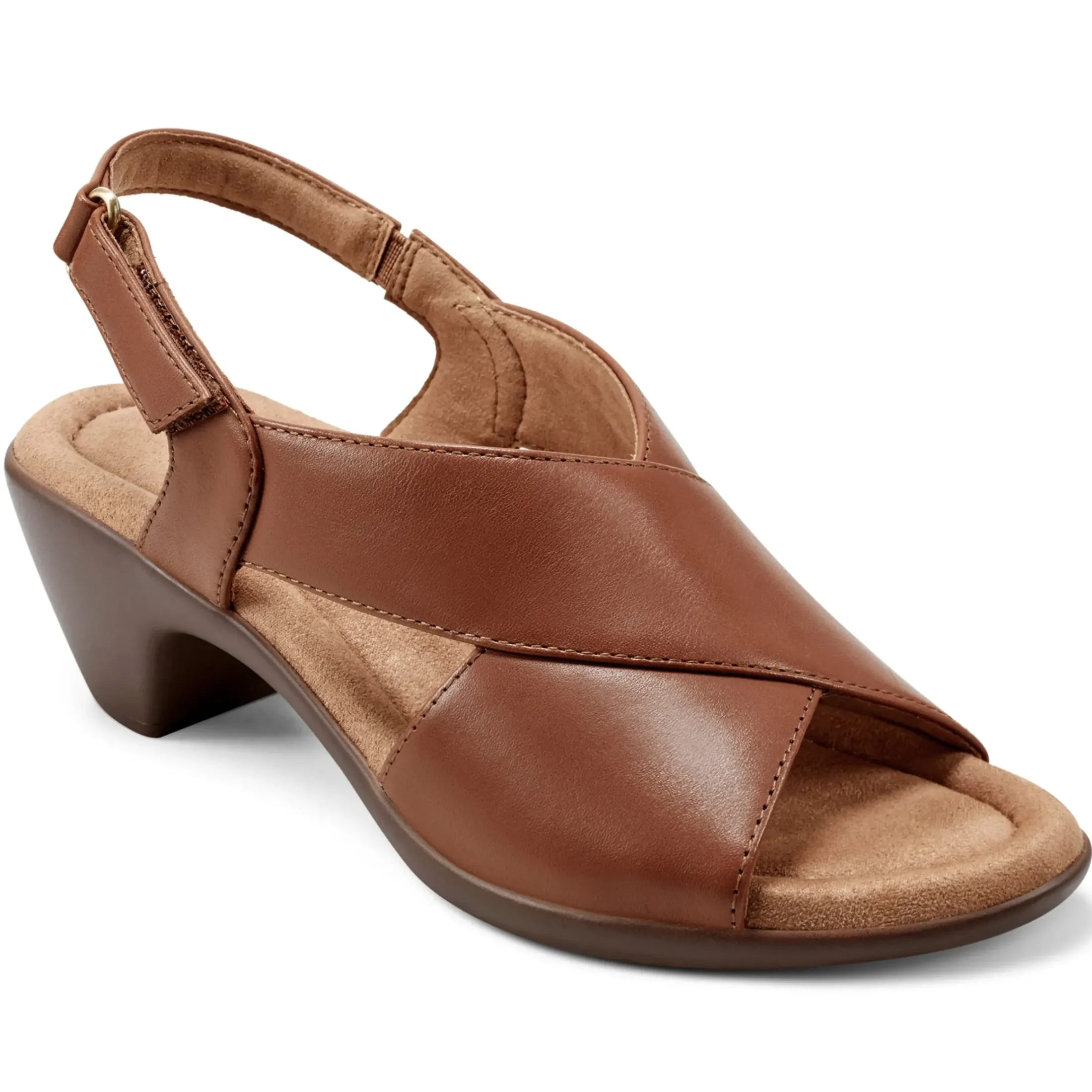 Dress|Sandals>Easy Spirit Chantal Casual Heeled Sandals Brown Leather