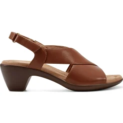 Dress|Sandals>Easy Spirit Chantal Casual Heeled Sandals Brown Leather