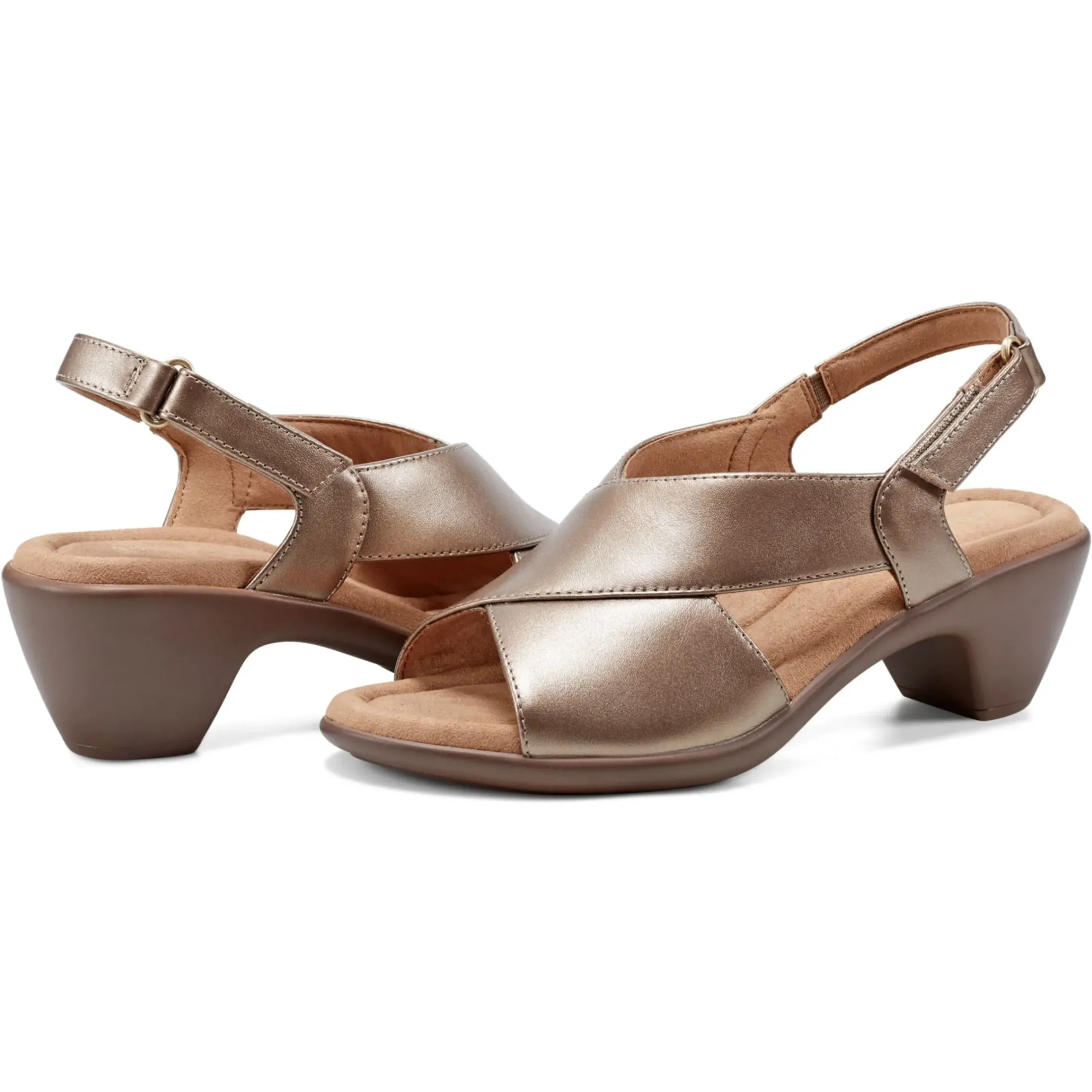Dress|Sandals>Easy Spirit Chantal Casual Heeled Sandals Bronze Pearlized