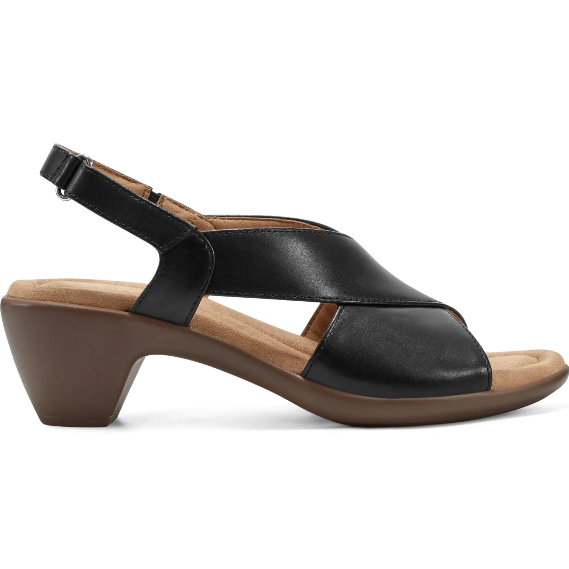 Dress|Sandals>Easy Spirit Chantal Casual Heeled Sandals Black Leather