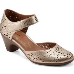 Cindie Mary Jane Heels|Mid Heels>Easy Spirit Cindie Mary Jane Heels Bronze Pearlized