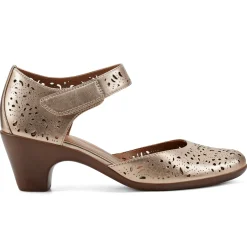 Cindie Mary Jane Heels|Mid Heels>Easy Spirit Cindie Mary Jane Heels Bronze Pearlized