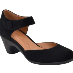 Clarice Mary Jane Heels|Mid Heels>Easy Spirit Clarice Mary Jane Heels Black Suede