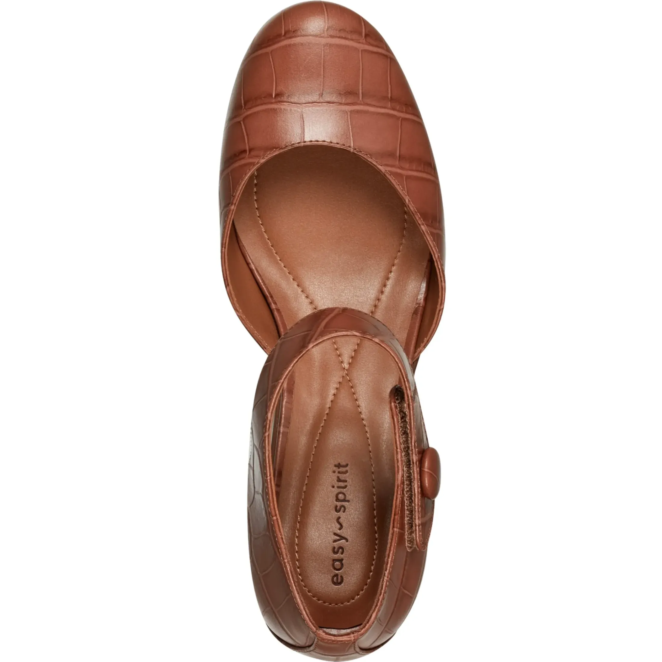 Mid Heels|Clarice Mary Jane Heels>Easy Spirit Clarice Mary Jane Heels Brown Croco