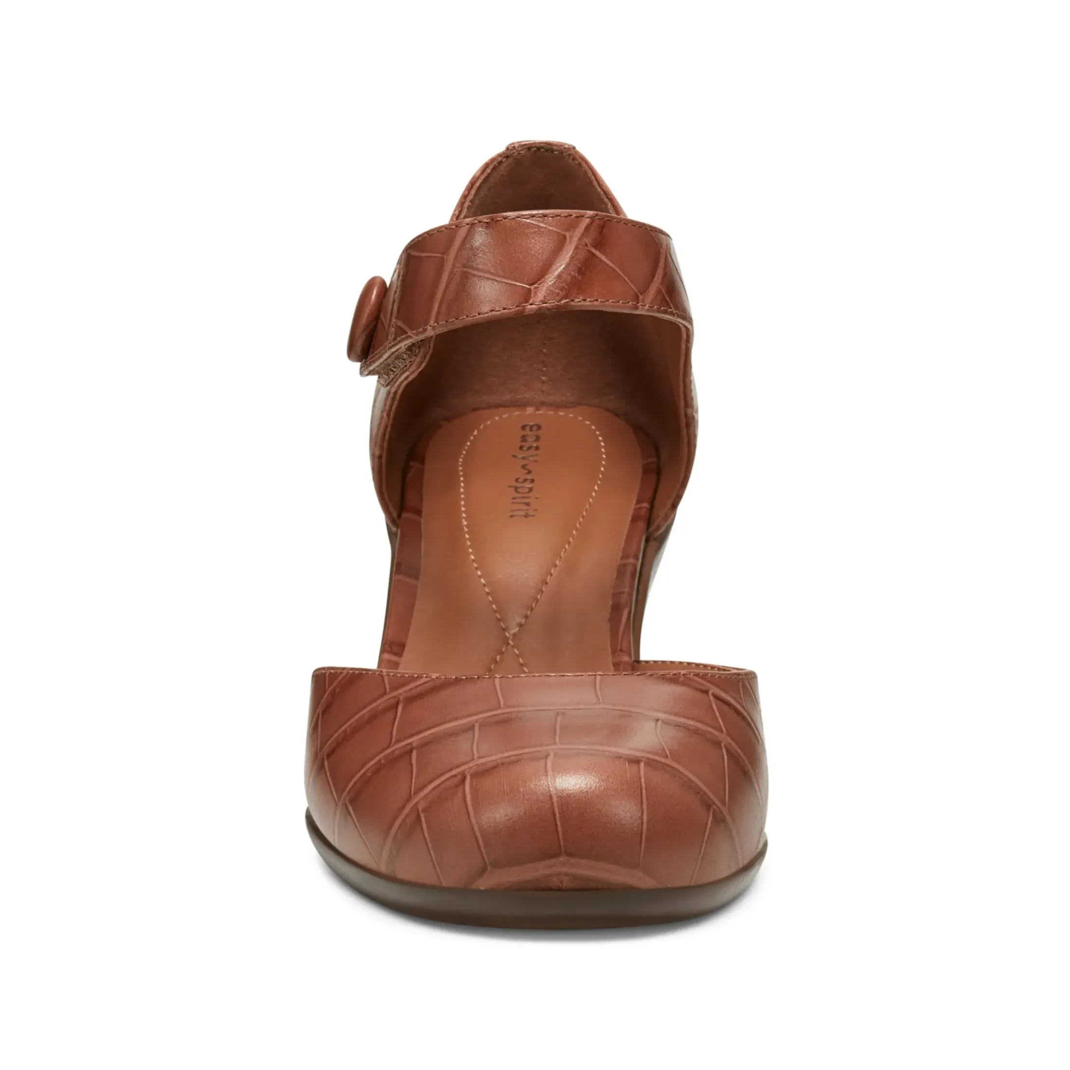 Mid Heels|Clarice Mary Jane Heels>Easy Spirit Clarice Mary Jane Heels Brown Croco
