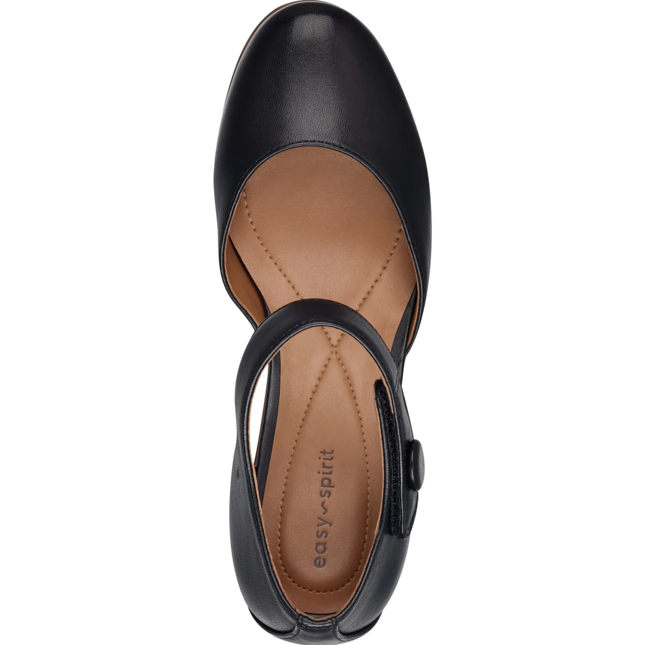 Clarice Mary Jane Heels|Mid Heels>Easy Spirit Clarice Mary Jane Heels Black Leather