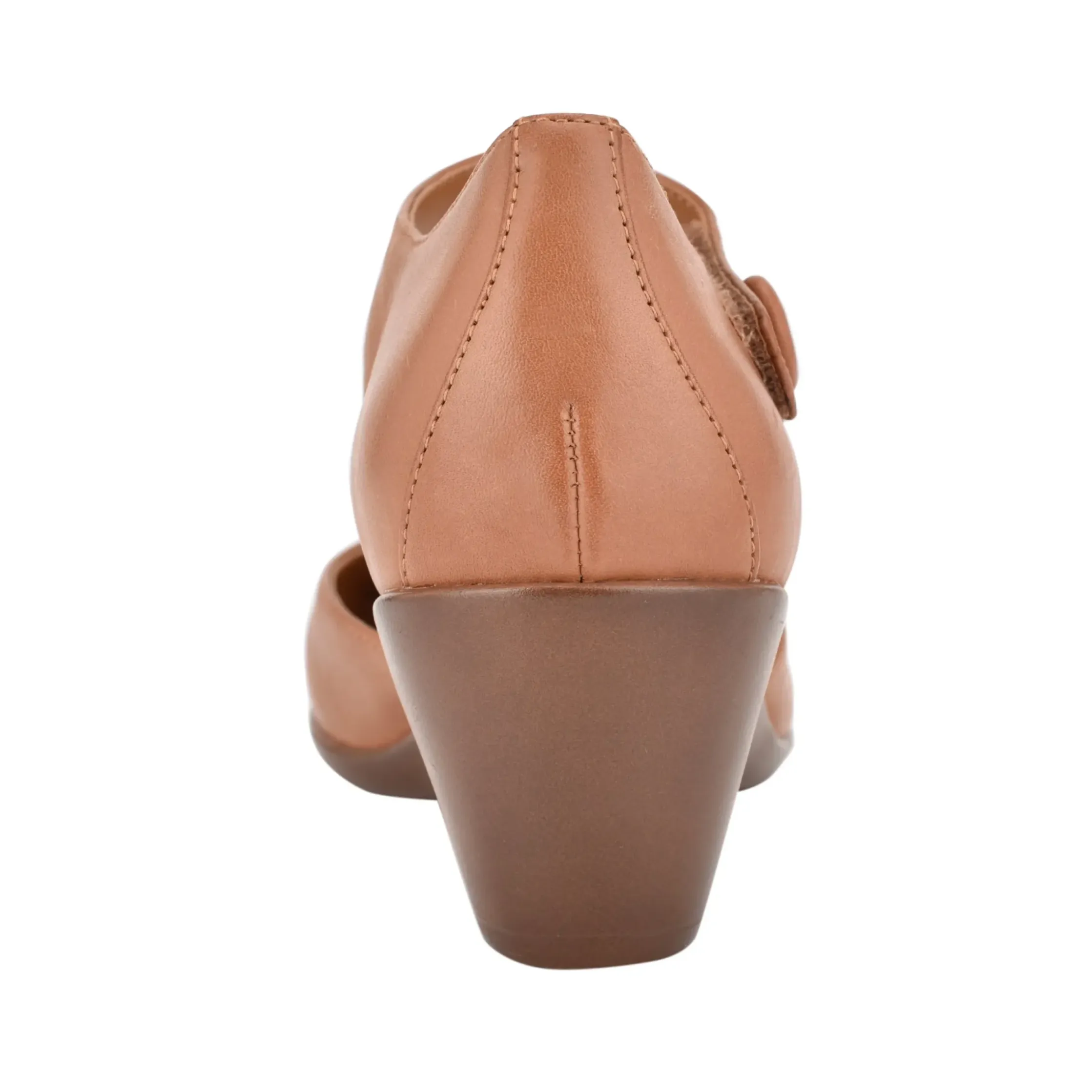 Clarice Mary Jane Heels|Mid Heels>Easy Spirit Clarice Mary Jane Heels Brown Leather