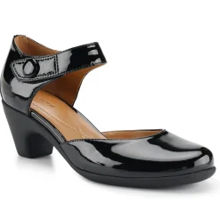 Clarice Mary Jane Heels|Mid Heels>Easy Spirit Clarice Mary Jane Heels Black Patent