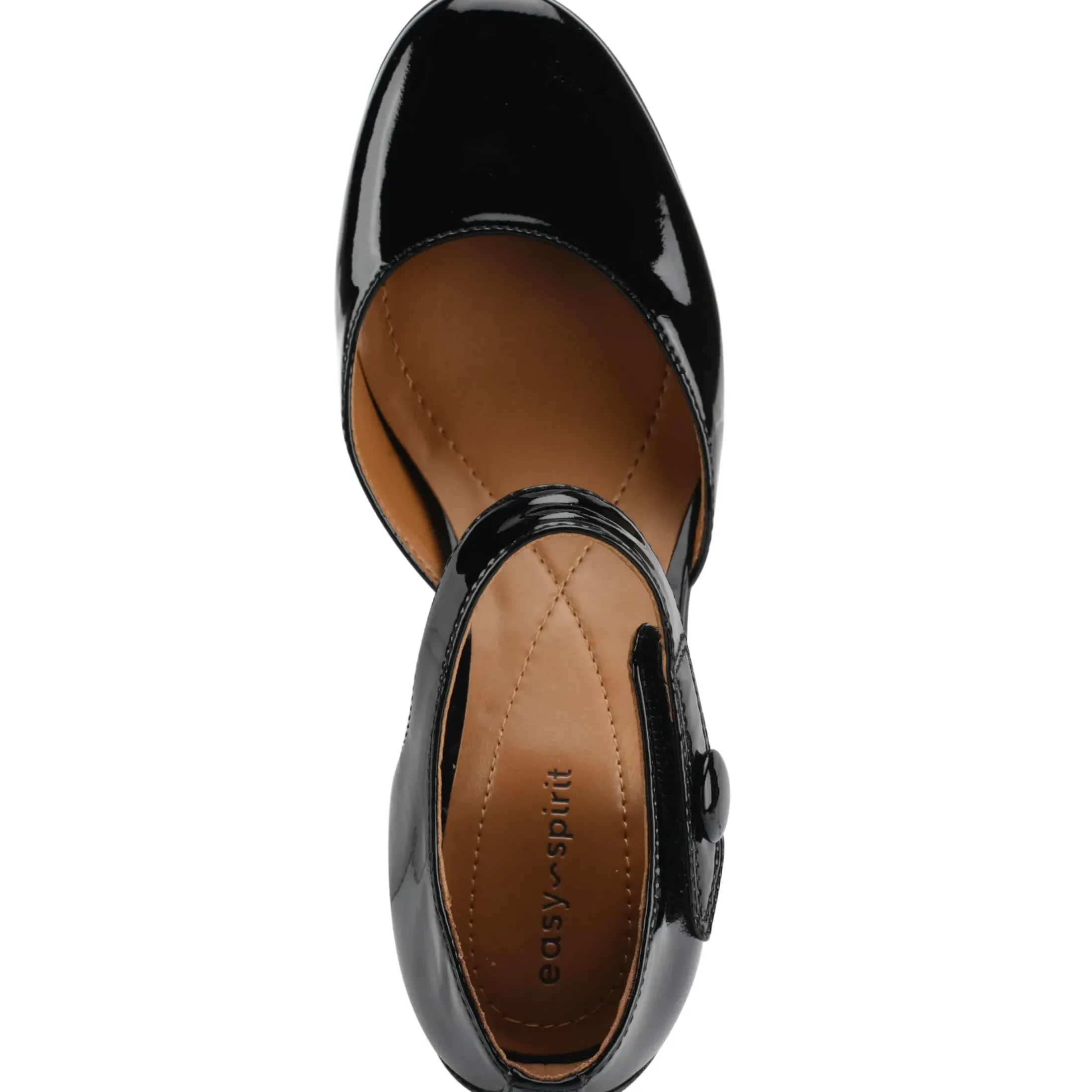 Clarice Mary Jane Heels|Mid Heels>Easy Spirit Clarice Mary Jane Heels Black Patent