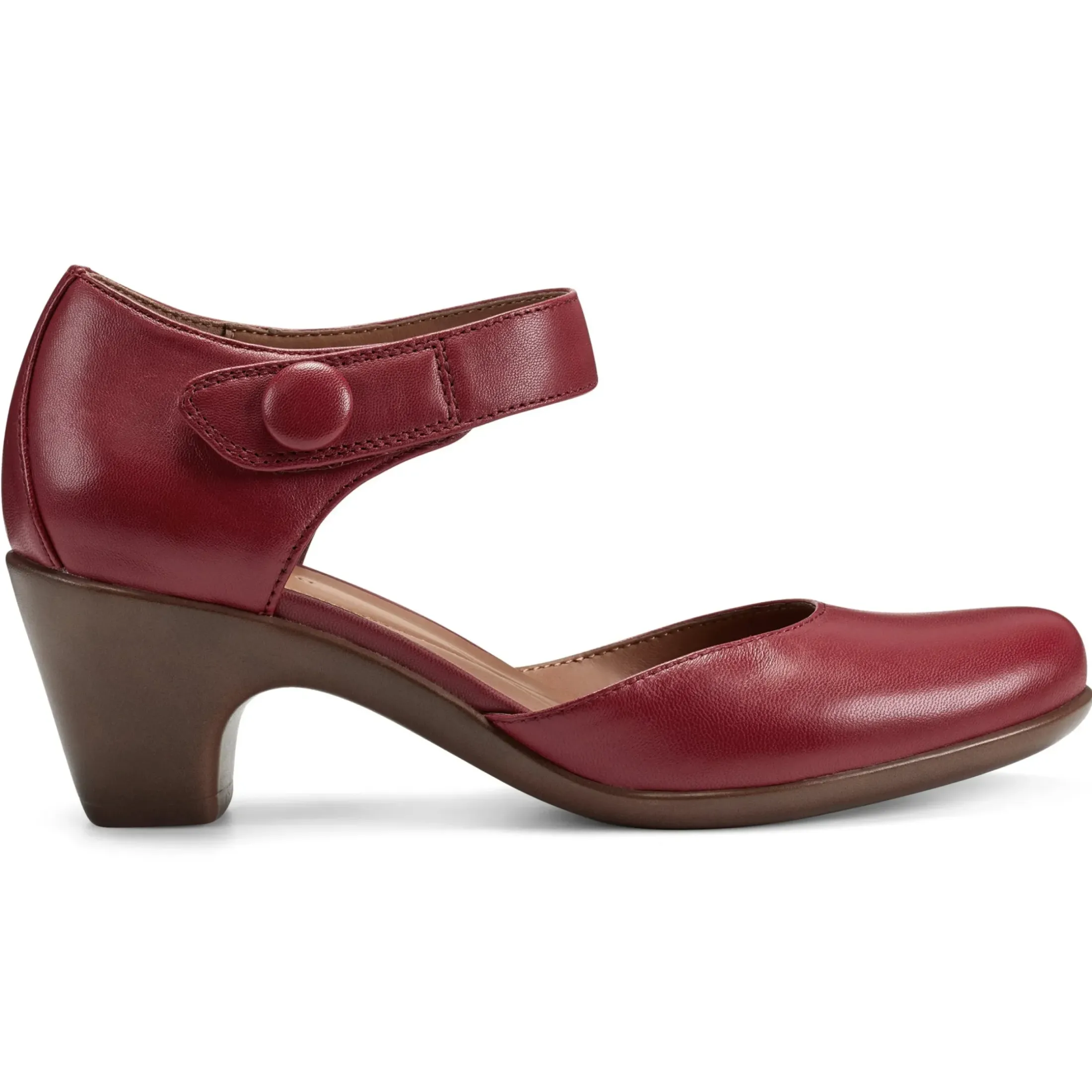 Clarice Mary Jane Heels|Mid Heels>Easy Spirit Clarice Mary Jane Heels Red Leather
