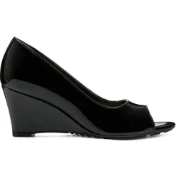 Wedges|Wedges>Easy Spirit Coleen Peep Toe Wedges Black