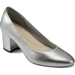 Cosma Pumps|Mid Heels>Easy Spirit Cosma Pumps Pewter Leather