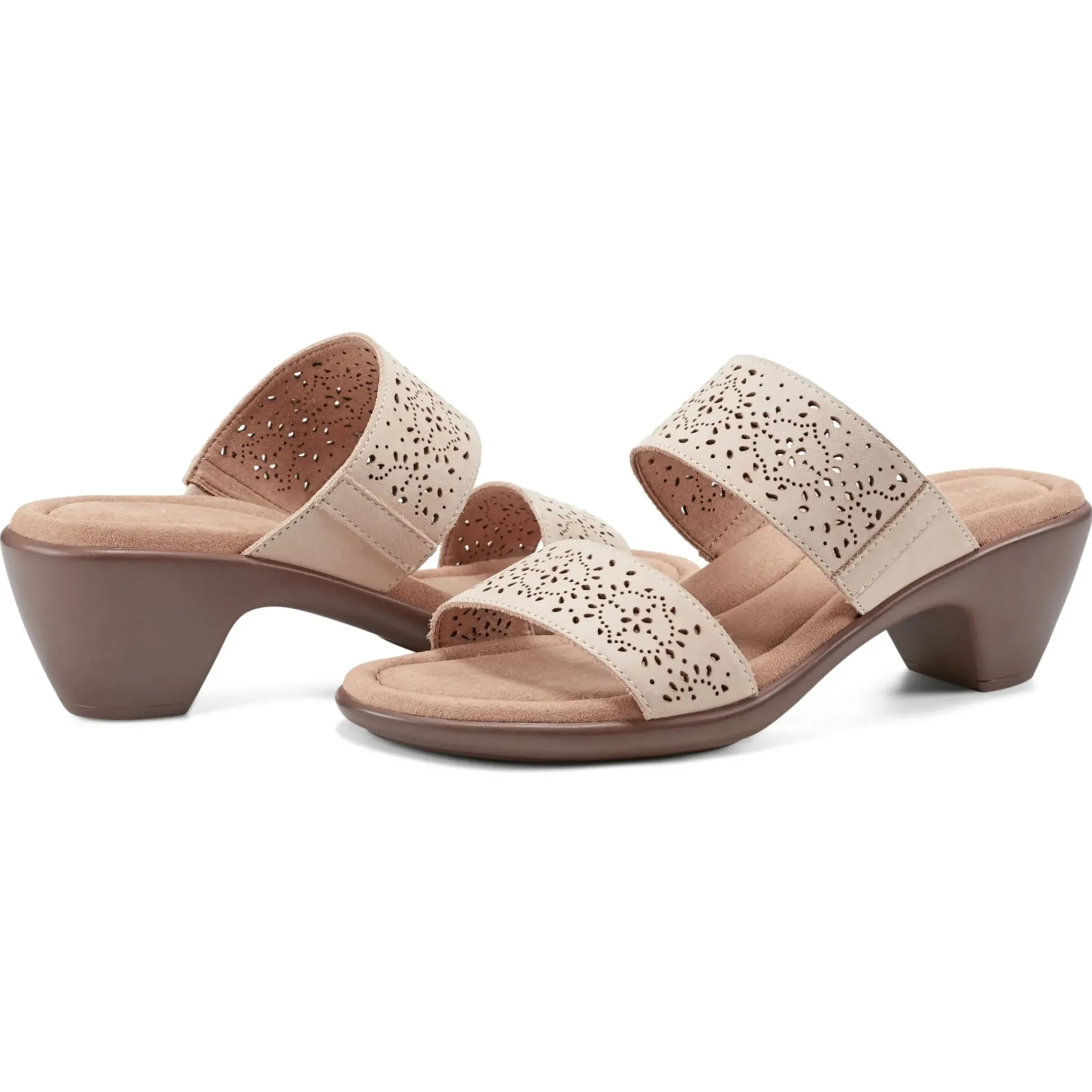 Dress|Sandals>Easy Spirit Crista Casual Slide Heeled Sandals Natural Leather Nubuck