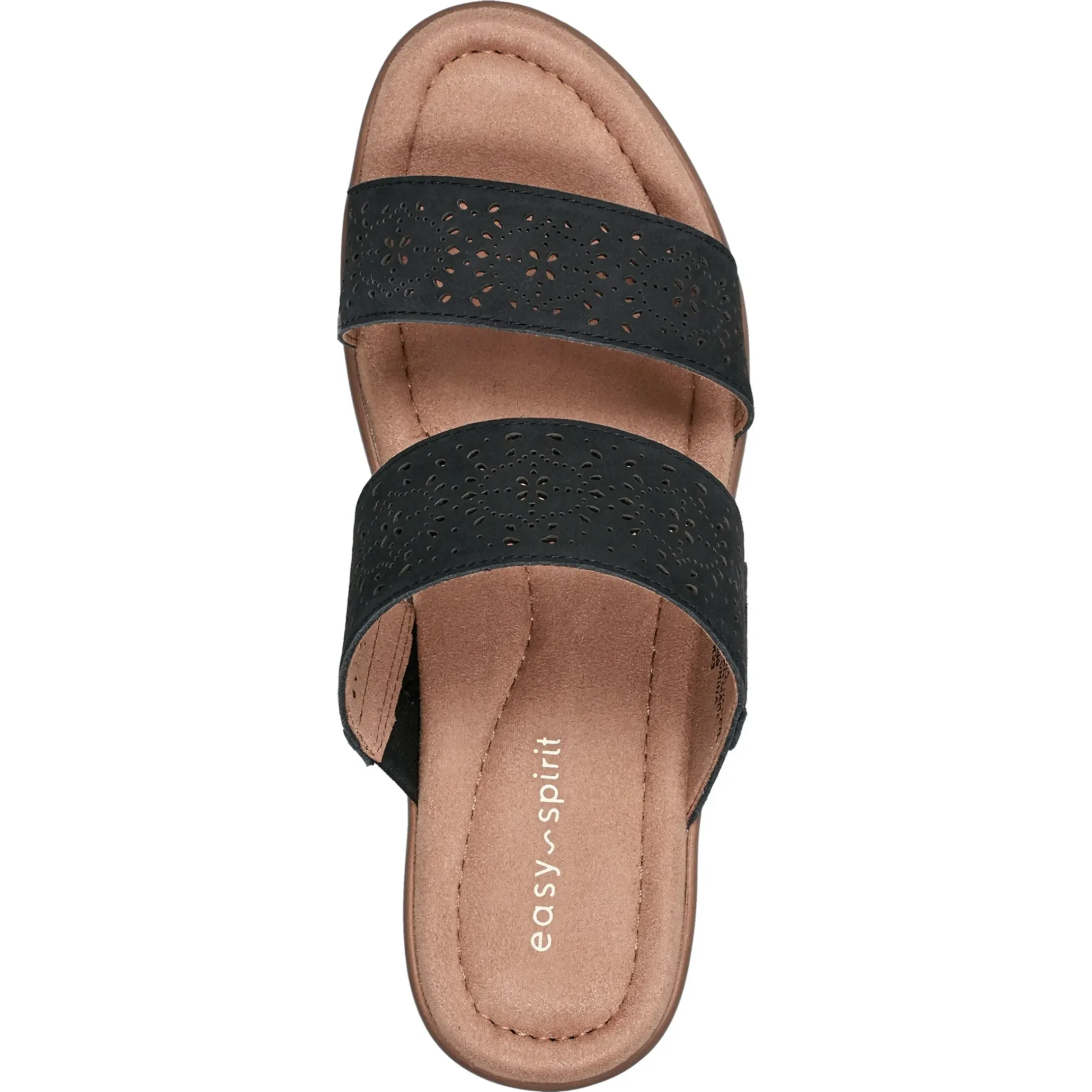 Dress|Sandals>Easy Spirit Crista Casual Slide Heeled Sandals Black Leather Nubuck