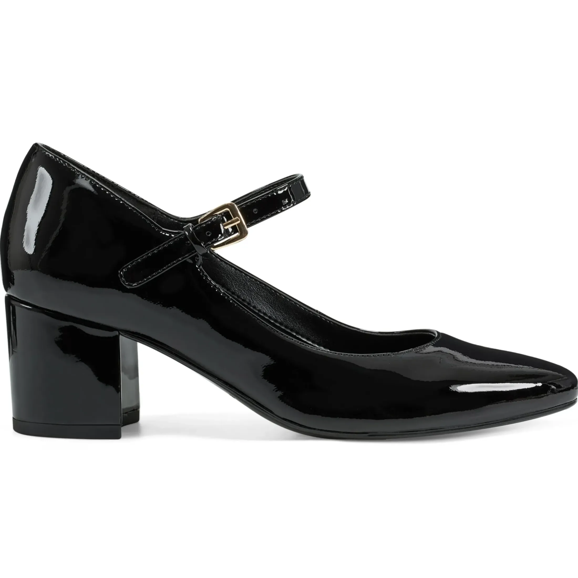 Mid Heels|eFlex>Easy Spirit Cyra Mary Jane Dress Pumps Black Patent Leather