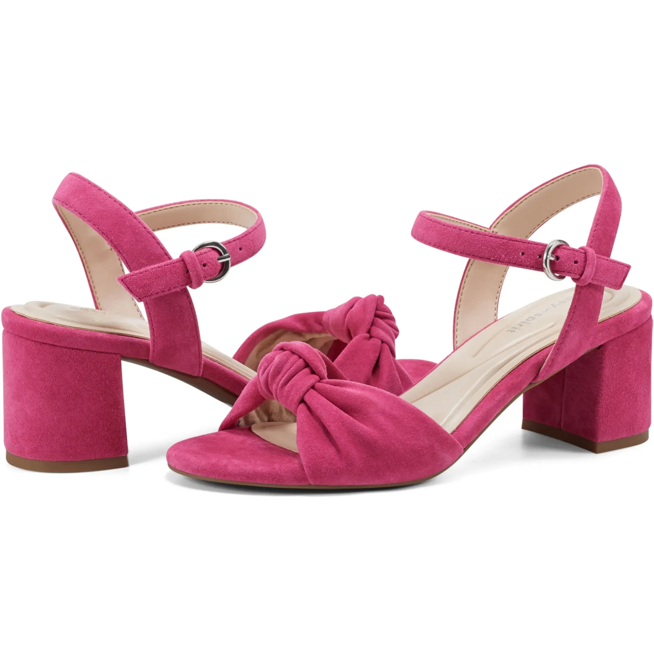 eFlex|eFlex>Easy Spirit Danica Heeled Sandals Dark Pink Suede