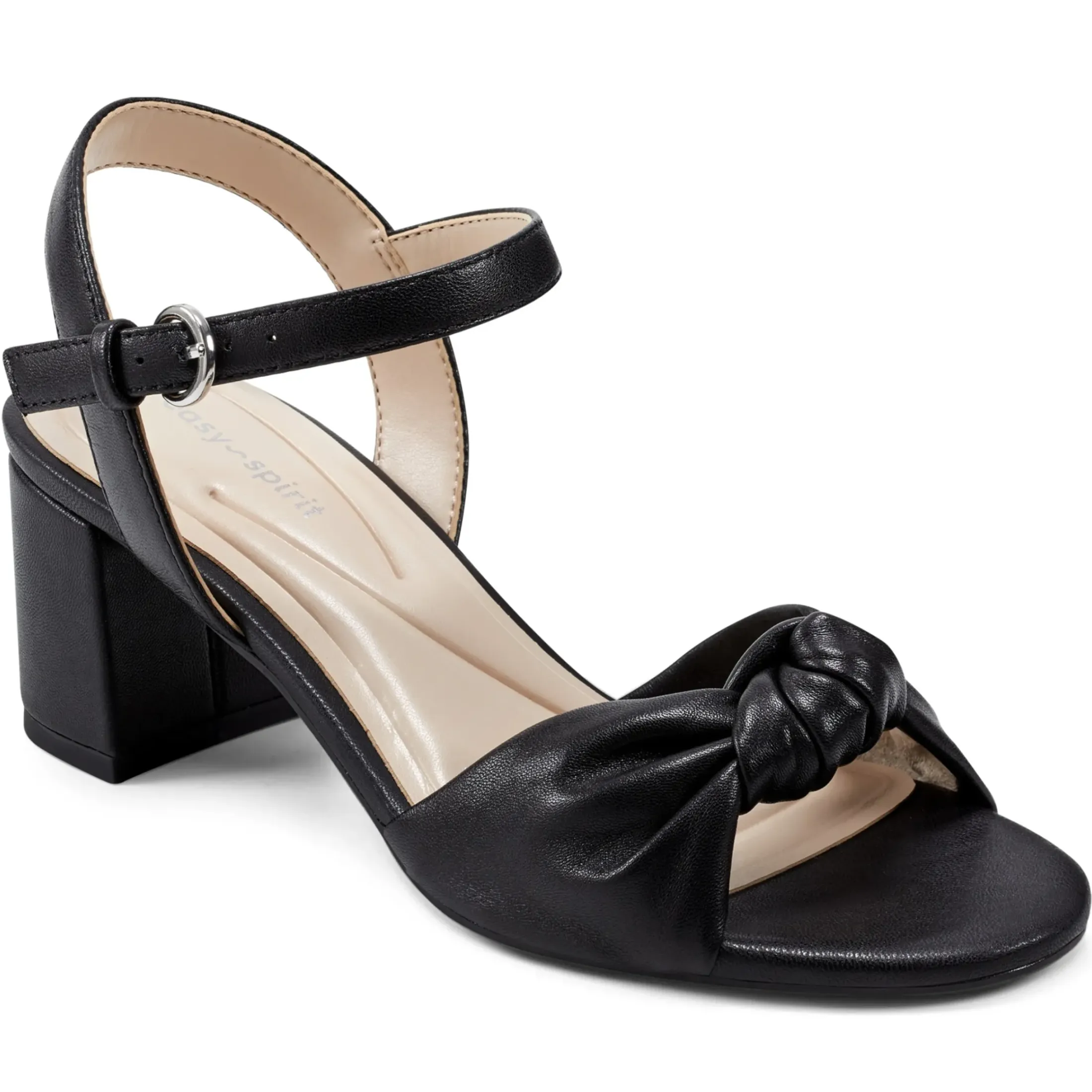 eFlex|eFlex>Easy Spirit Danica Heeled Sandals Black Leather