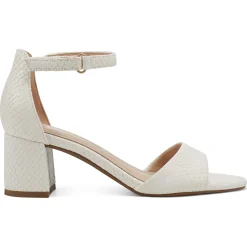 eFlex|eFlex>Easy Spirit Daven Ankle Strap Heeled Sandals Ivory Snake