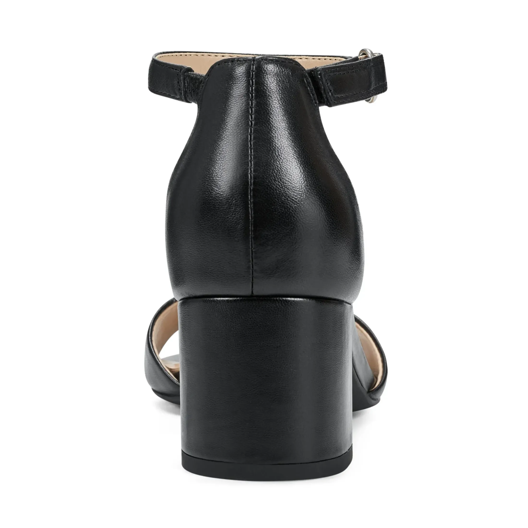 eFlex|eFlex>Easy Spirit Daven Ankle Strap Heeled Sandals Black Leather