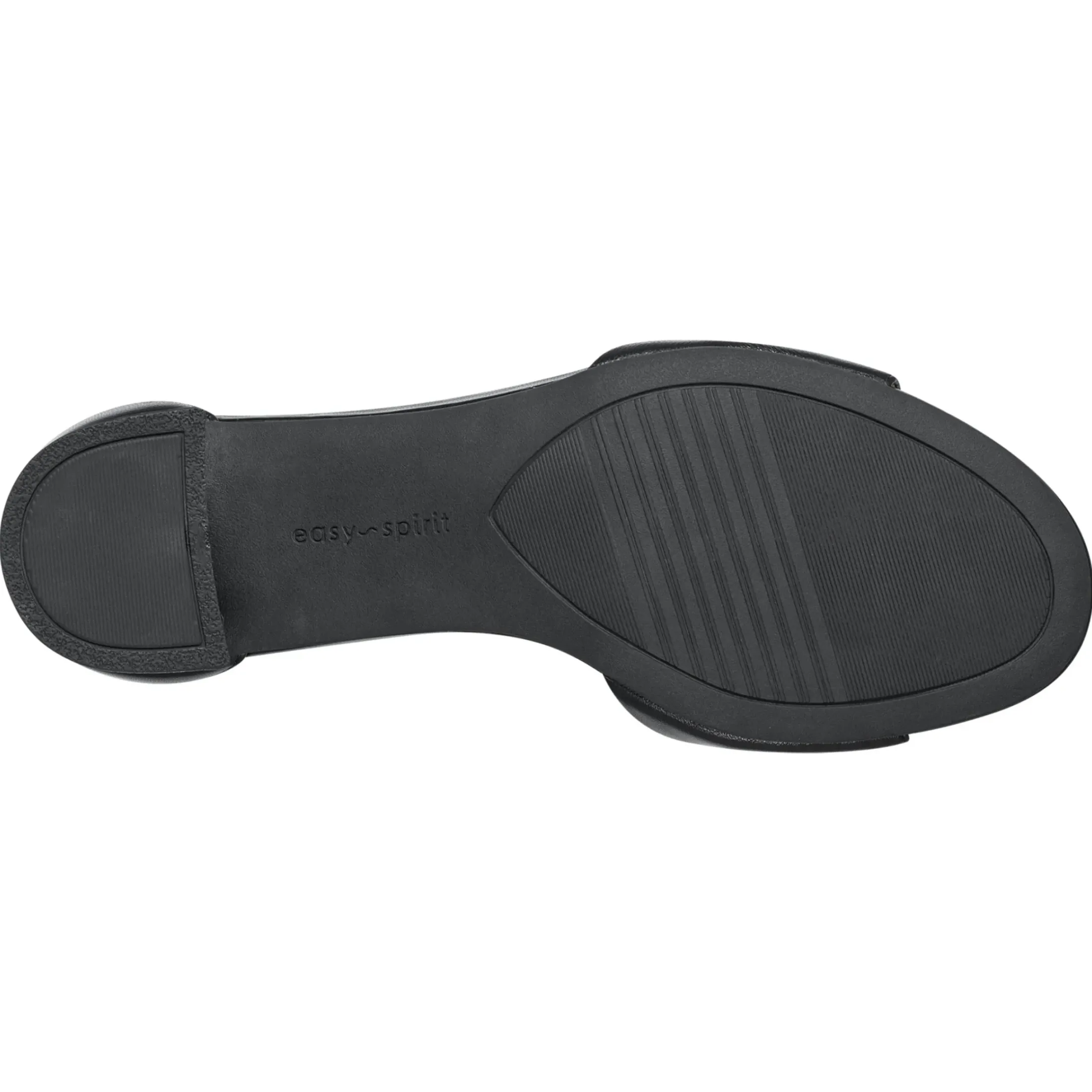 eFlex|eFlex>Easy Spirit Daven Ankle Strap Heeled Sandals Black Leather