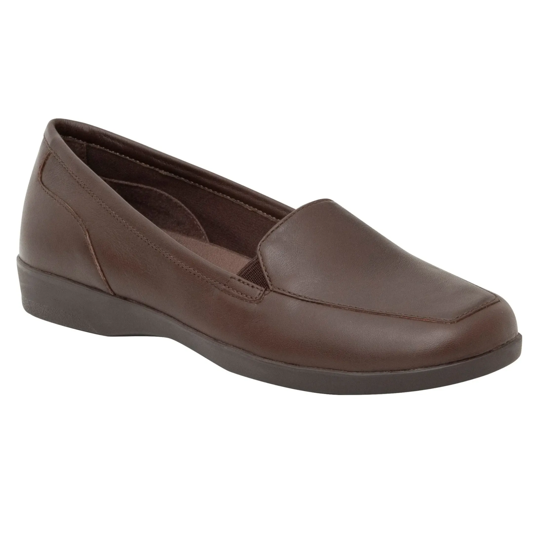 Slip Ons|Slip Ons>Easy Spirit Devitt Casual Flats Brown Leather