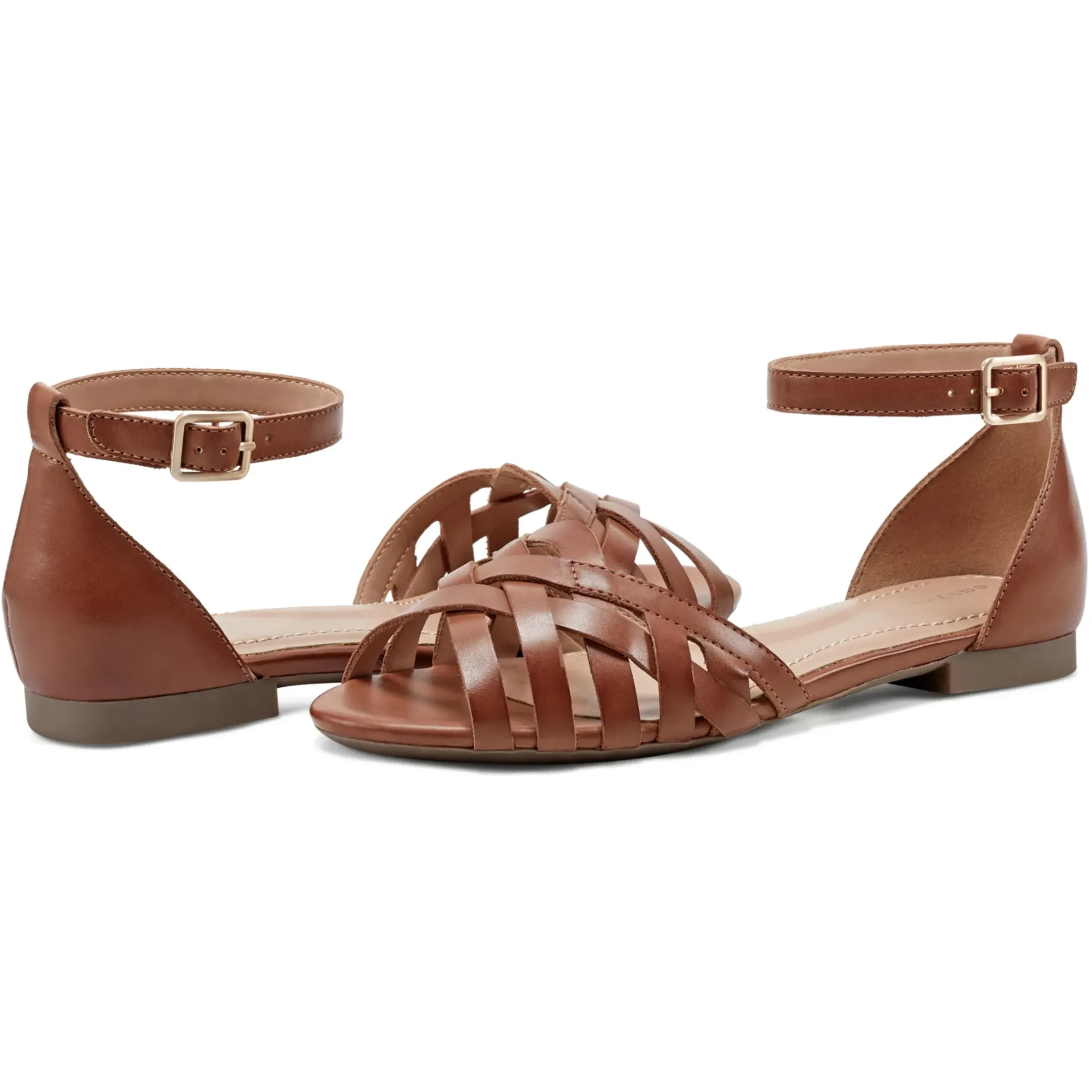 Casual|Sandals>Easy Spirit Dorothy Flat Sandals Brown