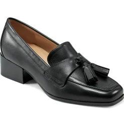 Mid Heels|eFlex>Easy Spirit Drew Dress Loafers Black Leather