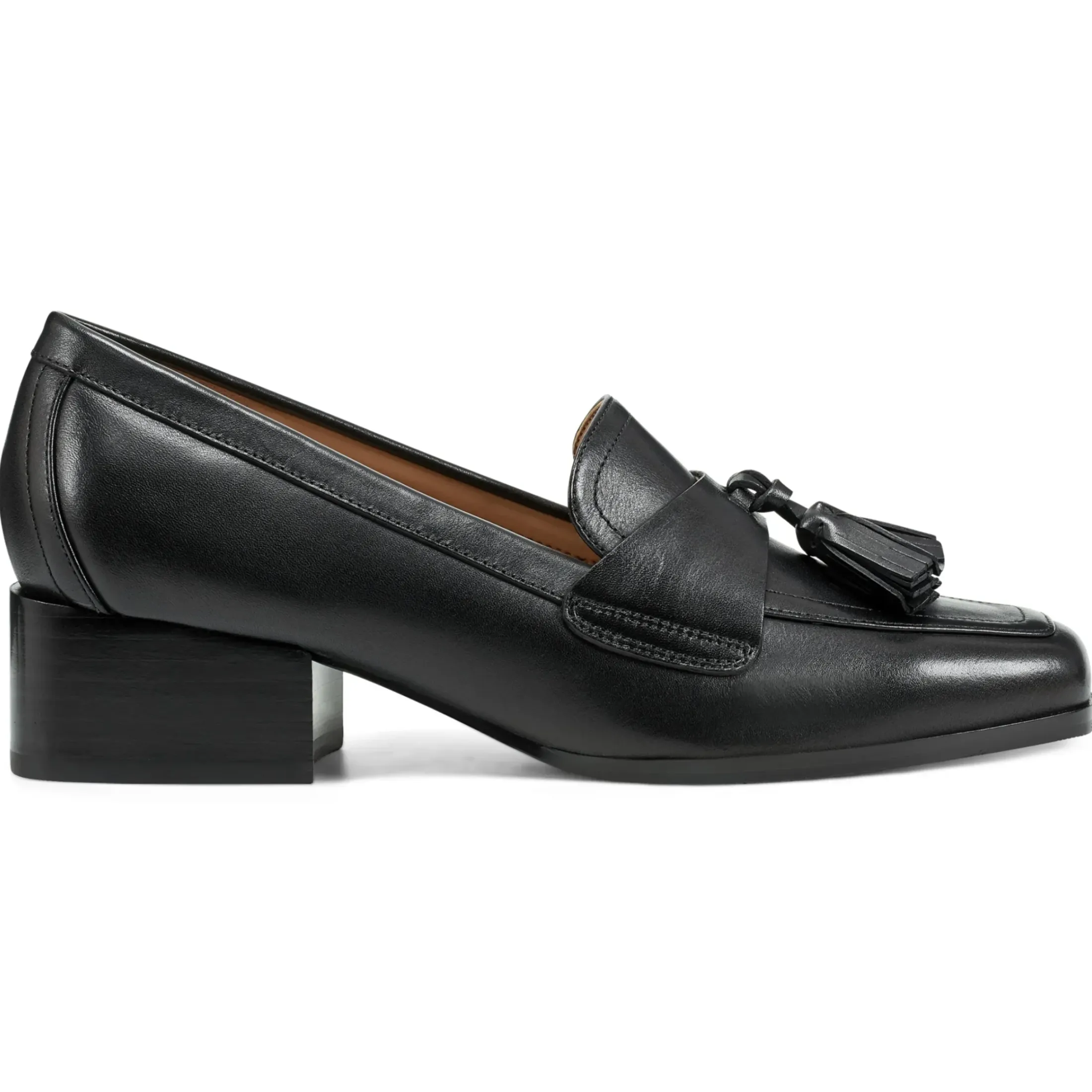 Mid Heels|eFlex>Easy Spirit Drew Dress Loafers Black Leather
