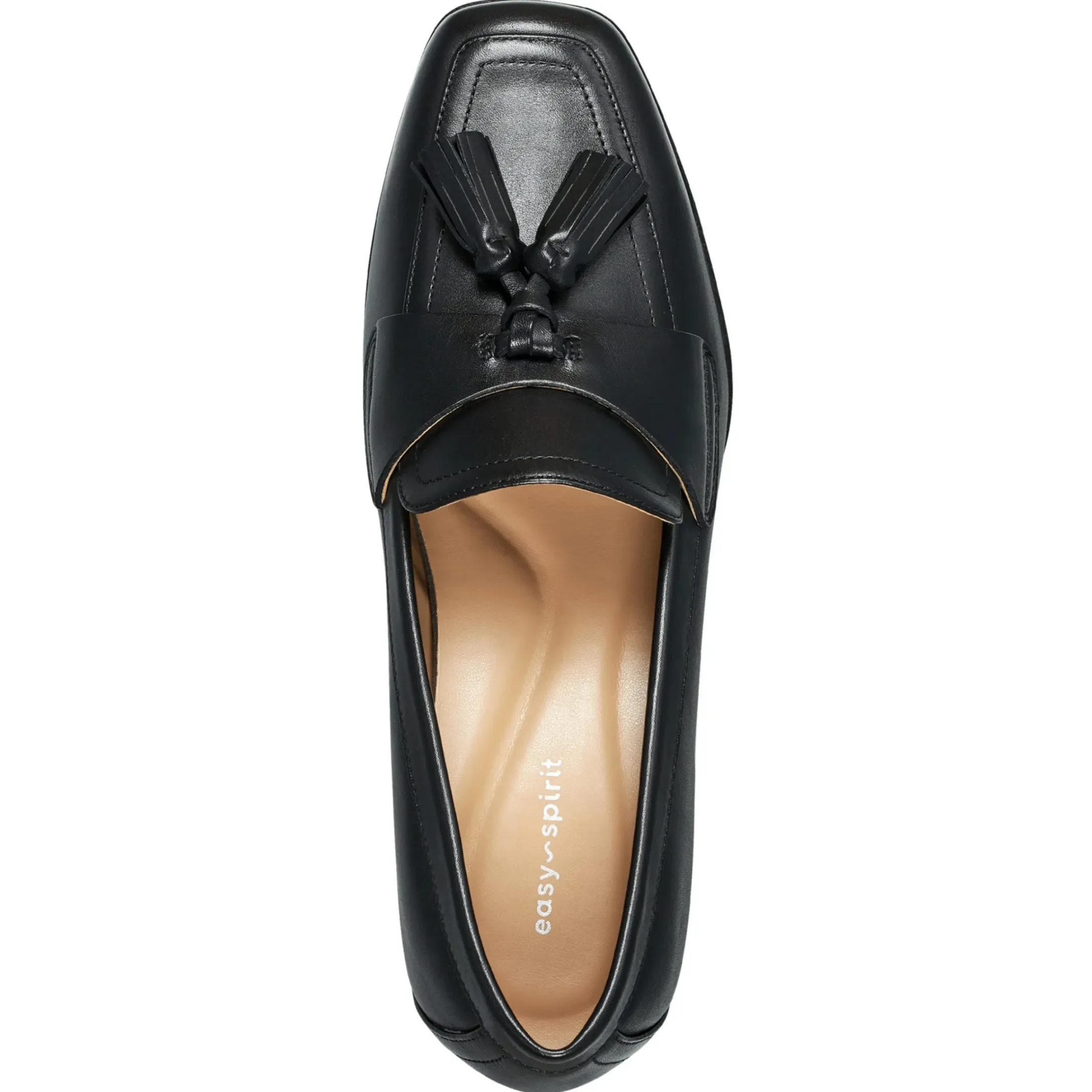 Mid Heels|eFlex>Easy Spirit Drew Dress Loafers Black Leather