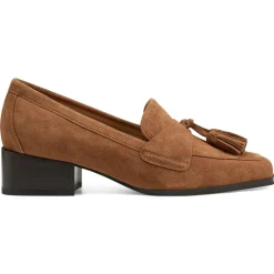 Mid Heels|eFlex>Easy Spirit Drew Dress Loafers Brown Suede