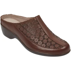 Mules|Mules>Easy Spirit Dusk Mule Clogs Brown Leather