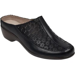 Mules|Mules>Easy Spirit Dusk Mule Clogs Black Leather