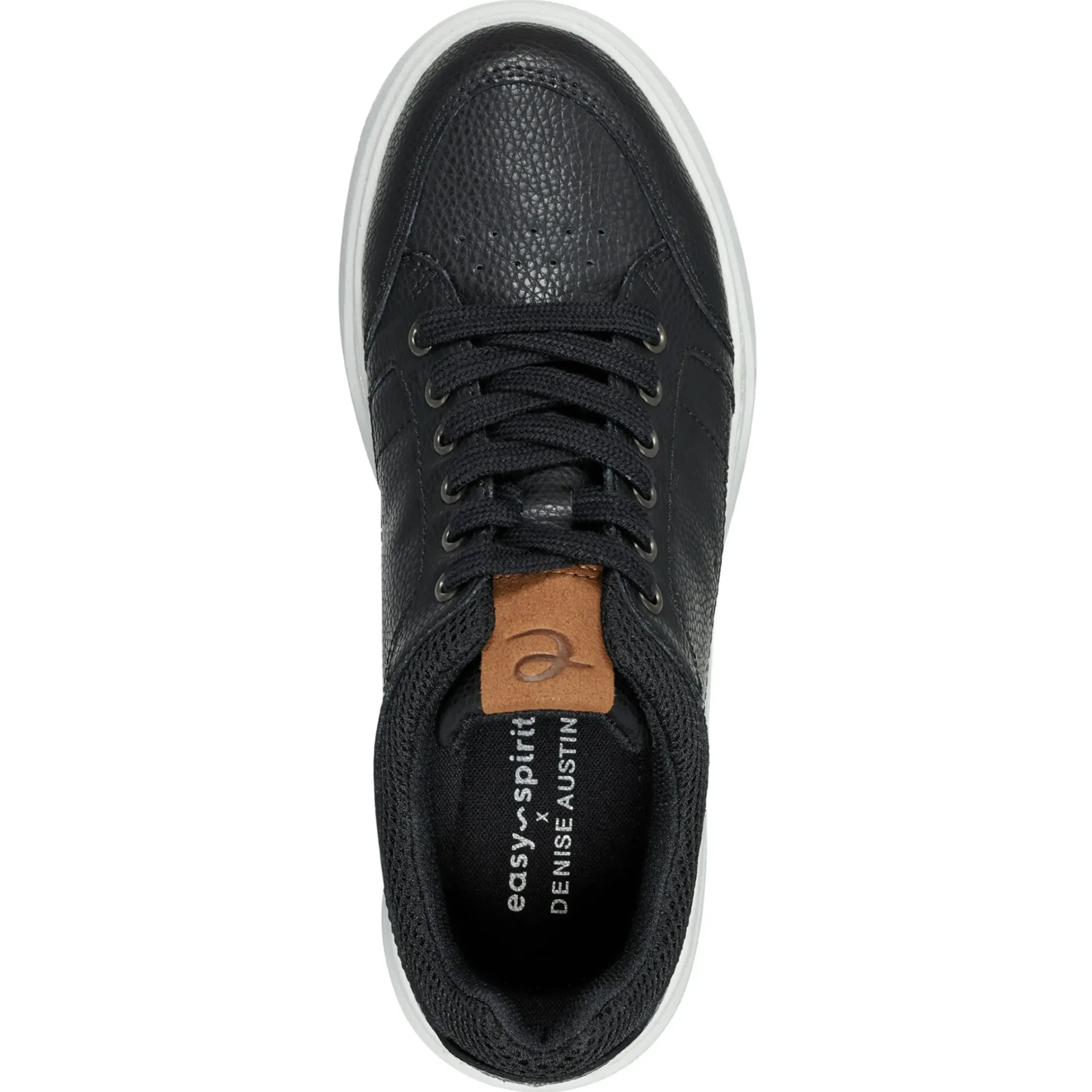 Sneakers|Sneakers>Easy Spirit x Denise Austin Dilli Lace-up Court Sneakers Black Leather