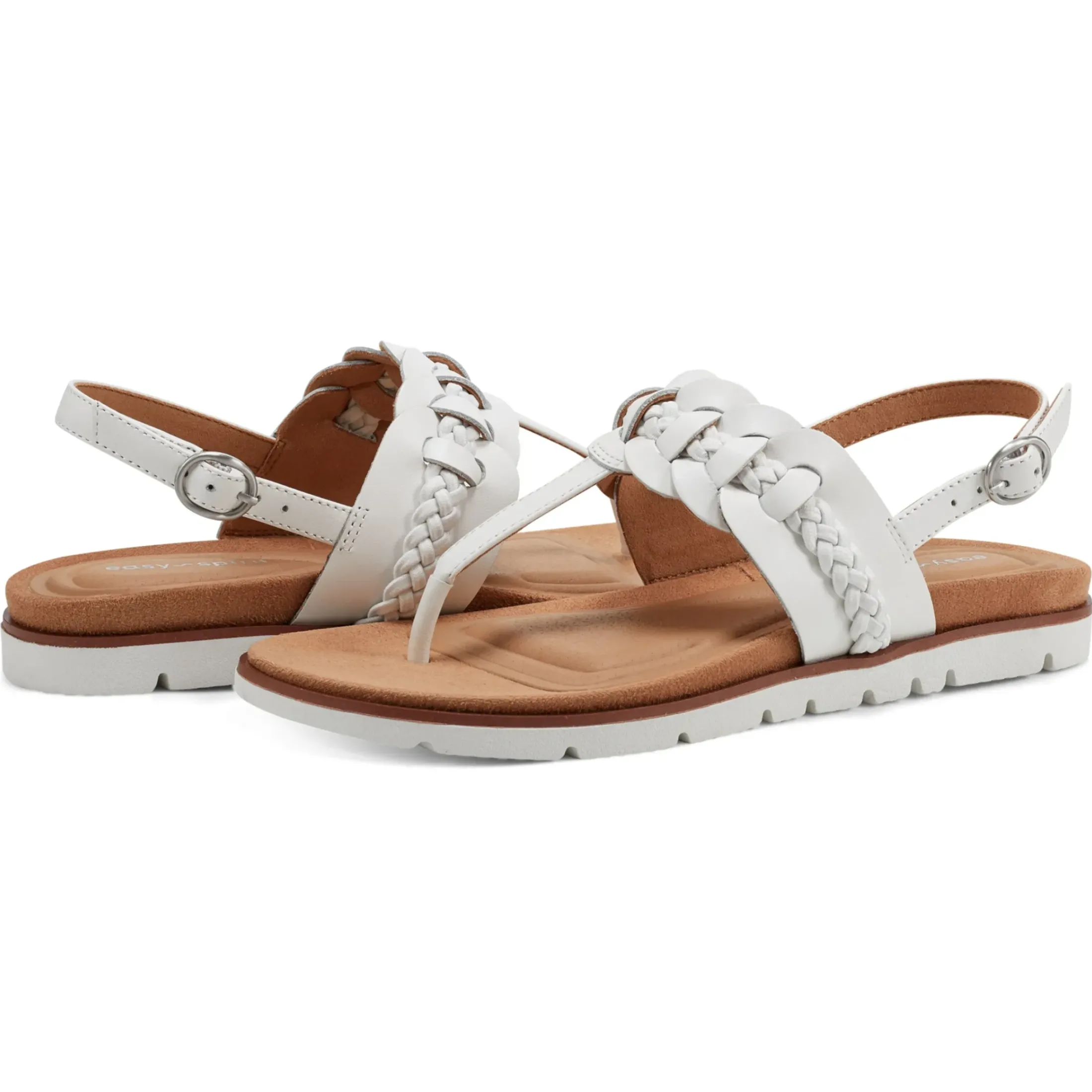 Casual|Flats>Easy Spirit Elaine Flat Sandals White