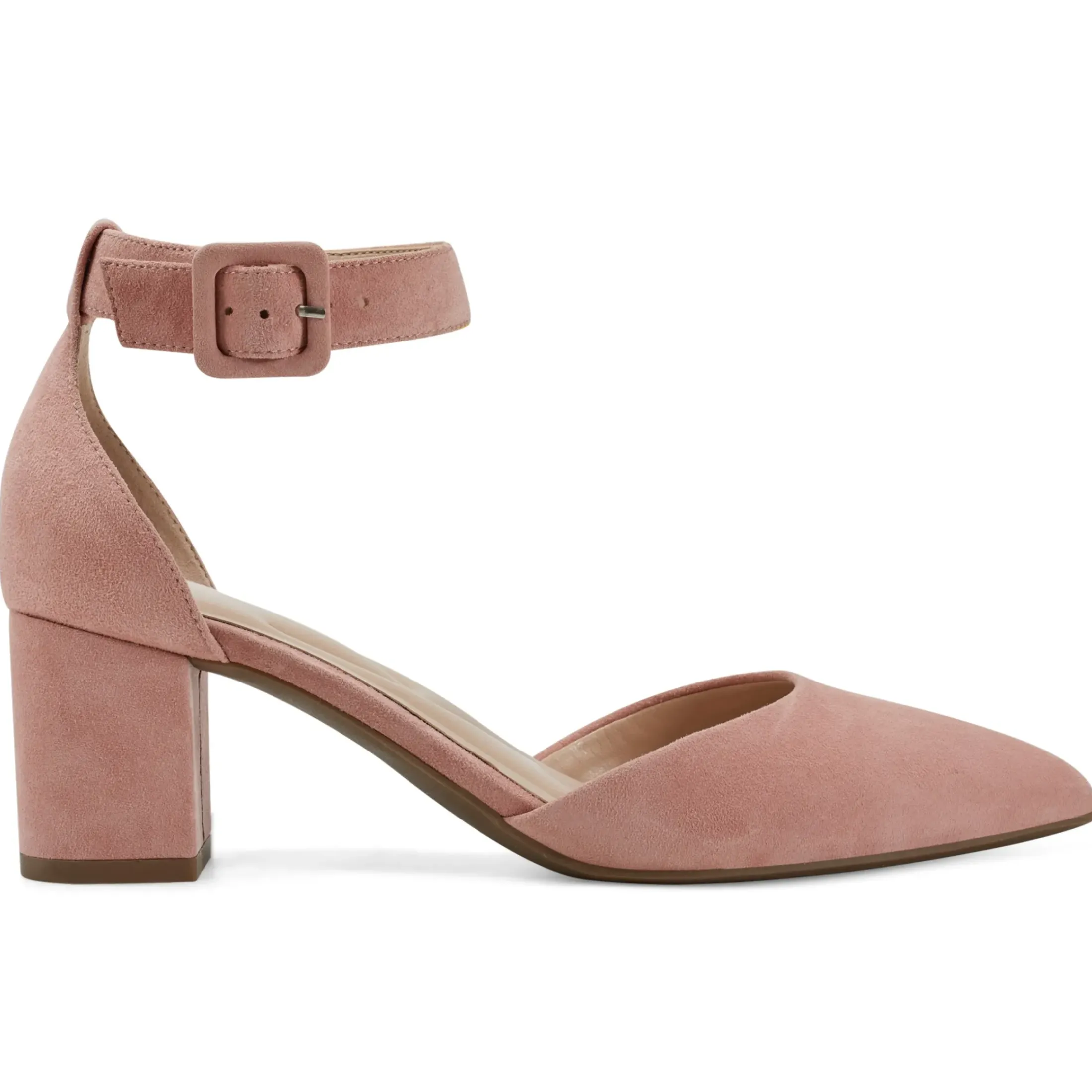 eFlex|eFlex>Easy Spirit Emila Ankle Strap Pumps Coral Suede